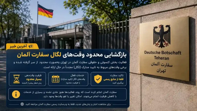 بازگشایی محدود وقت‌های لگال سفارت آلمان